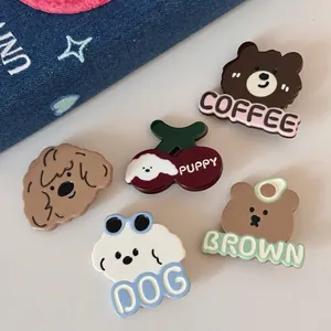 Pince à Cheveux en Acétate Dessin Animé Ours Chien Doux Animal Cerise Pince à Frange Accessoires de Coiffure Mode Femmes