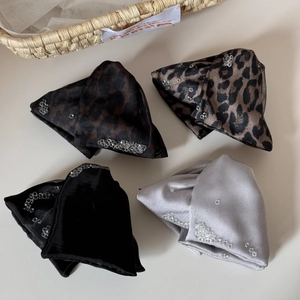 Fashionable leopard print and crystal bead hair claws in four elegant fabric styles