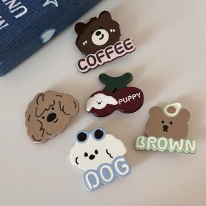Lot de 5 pinces à cheveux mignonnes chiot et ours avec cerises et motifs de lettres