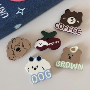 Lot de 5 pinces à cheveux mignonnes avec chiens, ours de dessin animé et motifs cerise