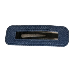 Minimalist blue denim fabric rectangular BB hair clip with textured retro style finish