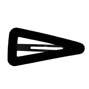Elegant black velvet triangle BB hair clip with minimalist geometric metal design for women