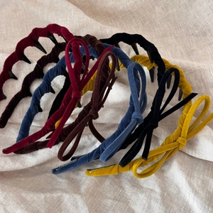 Velvet bow headbands in multiple colors with non-slip teeth for winter hair accessories