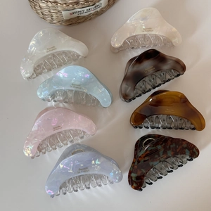 French Style Acetate Hair Claw Clip Large Rainbow Marble Pattern Resin Shark Hair Clip For Women Elegant Thick Hair Accessories