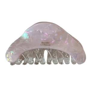 Iridescent purple marble acetate hair claw clip with Barrette La France gold lettering