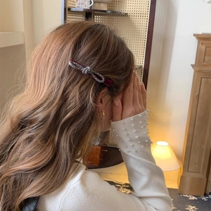 Fermaglio per Capelli con Fiocco in Velluto Vintage per Donna Fermaglio a Becco d'Anatra con Strass Luccicanti