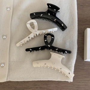 Rectangular Rhinestone Large Hair Claw Clip High Gloss Acetate Shark Clip For Women Girls Daily Fashion Hair Accessories