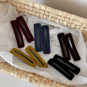 Rectangular velvet BB hair clips in five vintage colors for women side hair styling
