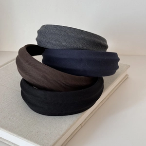 Knitted high top wide headband in four colors including black and grey for women