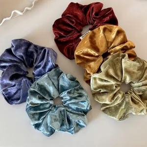 Soft Velvet Polka Dot Scrunchies Large Elastic Hair Ties Elegant Fabric Ponytail Holder For Women Girls Hair Accessories