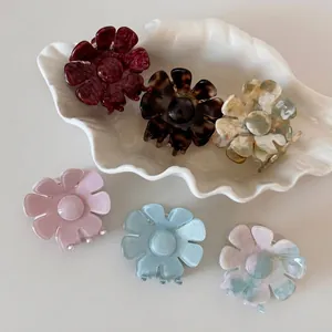 Pinces à Cheveux Fleurs Douces en Acétate pour Femmes Barrettes Florales Antidérapantes Pinces Requin Accessoires Cheveux