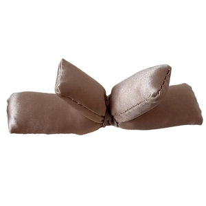 Chic 3D padded satin bow hair clip in cocoa brown with elegant pearlescent finish