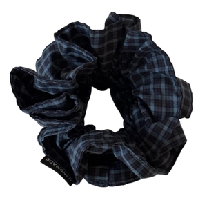 Französisches Karo-Haargummi aus Baumwolle mit Handmade-Etikett für Damen und Mädchen