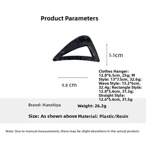 Detail showing dimensions and specifications for the grey marble triangle hair claw clip