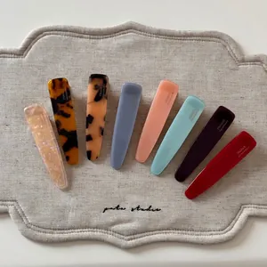 Set of 8 colorful handmade acetate hair clips with leopard and solid marble finish
