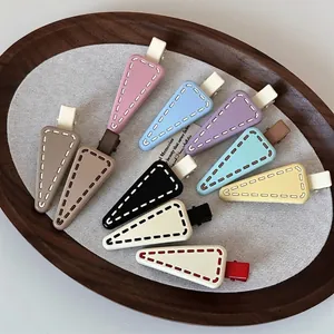 Geometric Triangle Duckbill Hair Clips Multicolor Frosted Stitched Edge Bangs Side Clips Sweet Girls Hair Accessories