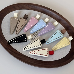 10-piece set of matte triangle hair clips in morandi colors with stitched edge details