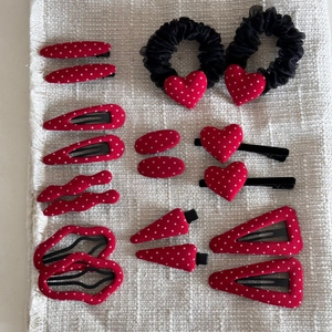Pince à Cheveux en Tissu à Pois Rouges de Style Coréen pour Femmes Épingles à Cheveux à Pois Doux Clips BB Clips en Alliage Bec de Canard Accessoires de Cheveux