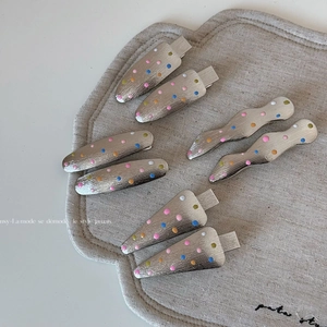 Koreanischer Stil Gebürstete Silberne Haarklammern Bunte Punkte Geometrische Legierung Entenschnabel Clips Damen Haarschmuck
