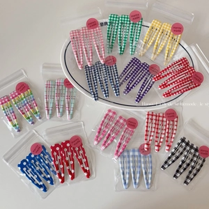 Korean Style Gingham And Polka Dot Pattern Snap Hair Clips For Women Girls Sweet Fashion Colorful BB Clips Hair Accessories