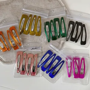 Retro Simple Triangle Snap Hair Clips For Women Elegant Solid Color Side Bangs Clip Vintage Hair Accessories Headwear