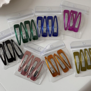7-color set of vintage matte metal snap hair clips for women in clear packaging