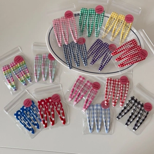 3Pcs colorful plaid and polka dot pattern snap hair clips set for girls and women
