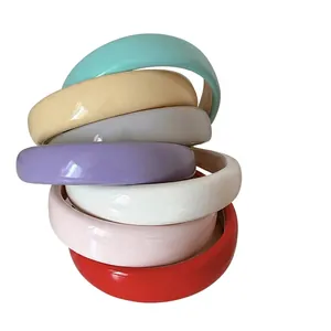Women Padded Patent Leather Headband Glossy Sponge Thick Hairband Fashion Korean Style Hair Accessories For Daily Party Outing