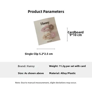 Detailed view of floral hair clips with size dimensions and weight specifications