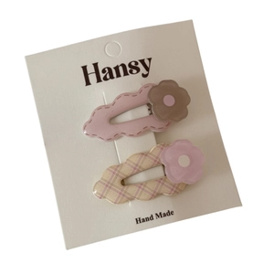 Cute Korean style colorful flower and cloud hair clips set on a display card