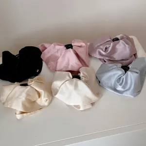 French Satin Large Hair Claw Clip Elegant Fabric Ponytail Grab Clip Pleated Cloud Style Hair Accessory For Women Stylish Daily Headwear