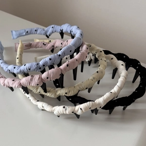 Lot de serre-têtes à pois avec dents antidérapantes en cinq couleurs pour coiffure française