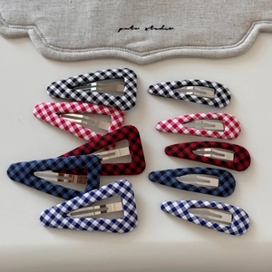 10-piece set of colorful plaid geometric BB hair clips in five classic checkered patterns