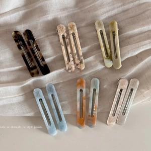 Acetate Marble Pattern Hollow Out Hair Clip Set For Women Simple Japanese Style Side Clip Minimalist Hair Accessories Gift