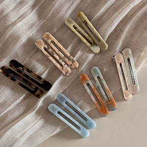Acetate hollow hair clips set with France Handmade gold stamp in various colors