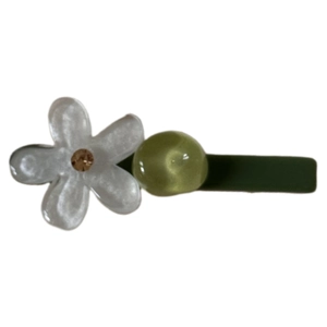 Pinza para el pelo con flores de acrílico blanco y cristal naranja de estilo natural