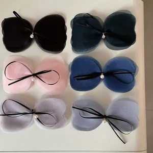 Lot de 6 pinces à cheveux élégantes en tulle multicouche avec perles de couleurs