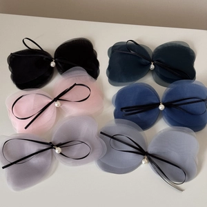 Nœuds à cheveux élégants en organza multicouche avec perles, lot de 6 couleurs