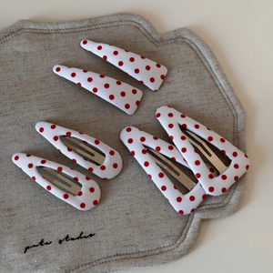 6-piece set of red polka dot fabric hair clips with triangle and bobby pin styles