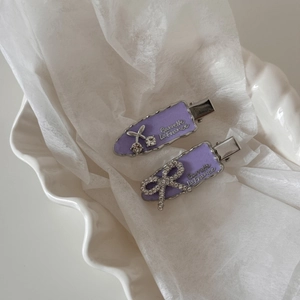 Barrettes à cheveux violettes avec strass, nœud et cerise pour femmes