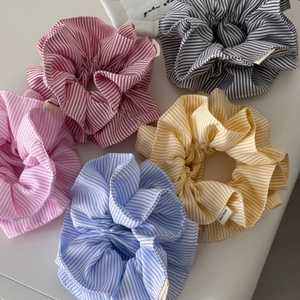 Lot de 5 chouchous en tissu à rayures françaises de couleurs rose rouge bleu jaune