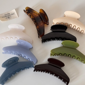 Set of eight large elegant hair claws in various glossy and matte minimalist colors