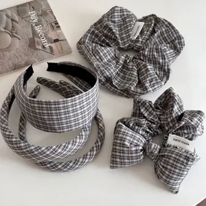 Serre-tête en Tissu Plaid Rétro Gingham Serre-tête Large en Éponge Accessoires Cheveux en Tissu Fait Main pour Femmes
