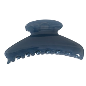 Elegant large glossy resin hair claw clip in dark grey blue for sleek updos