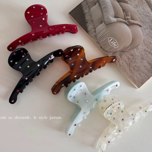 Acetate Rhinestone Hair Claw For Women Colorful Crystal Shark Clip Elegant Tortoiseshell Pattern Large Hair Clip Accessories