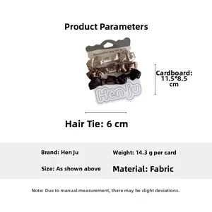Detailansicht der Satin-Haargummis im Set mit Maßen und Materialspezifikationen