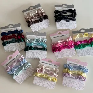 Satin Scrunchies Set Für Damen Mädchen Plissee Haargummis Hochelastische Pferdeschwanz Halter Mode Haar Accessoires