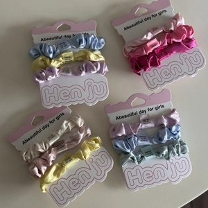 12er-Set bunte Satin-Haargummis mit Schleife, hoch elastisch für Pferdeschwänze
