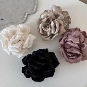 Ensemble de pinces à cheveux roses en satin français en ivoire champagne rose et noir