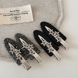 Vintage Rhinestone Star Hair Clips Acetate Glitter Duckbill Clip Sweet Korean Style Non-Marking Hairpins For Women